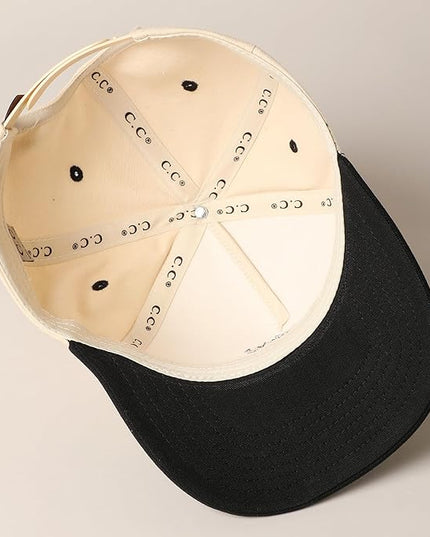 MIRMARU Two-Tone Vintage Canvas Trucker Hats for Men & Women, Adjustable Size Baseball Caps with Trendy Embroidered Design
