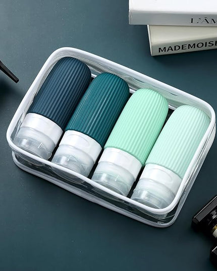 Travel Bottles for Toiletries, Tsa Approved 2oz Travel Bottles, BPA Free Leak Proof Travel Size Toiletry Containers, Refillable Travel Accessories with Toiletry Bag for Shampoo Liquid (4 Pack)