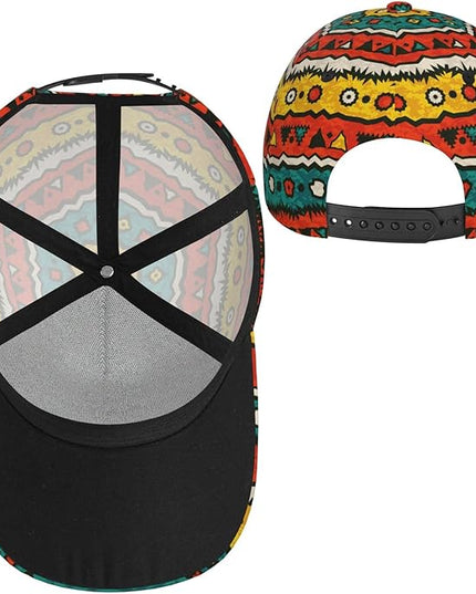 African Ethnic Tribal Style Baseball Cap for Men Women, Fashion Adjustable African Hat Casual Trucker Hats Sun Caps