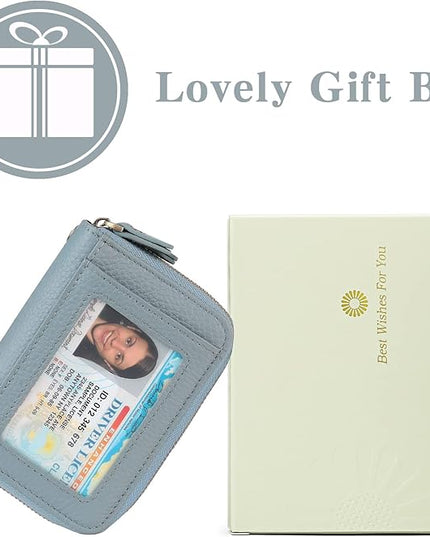 GOIACII Small Genuine Leather Wallet for Women, RFID Blocking Credit Card Holder Wallet