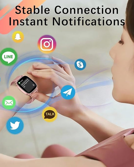 Smart Watch for Women, Answer/Make Call,1.85'' Ultra-Clear Screen Fitness Tracker with Heart Rate/Sleep/SpO2 Monitor,Smartwatch for iPhone/Samsung/Android,120+ Sport Modes,IP68 Waterproof with 2 Bands