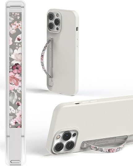 SleekStrip SleekGrip-Essential Ultra Thin Phone Grip Stand,Slim Metal Finger Loop Ring Hand Holder Strap Cell Phone Grips for iPhone 16 Pro Max,17 Air,Android,Case Back - Misty Rose 2PK