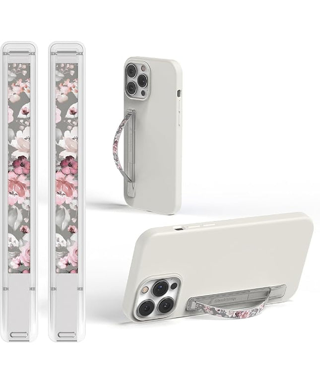 SleekStrip SleekGrip-Essential Ultra Thin Phone Grip Stand,Slim Metal Finger Loop Ring Hand Holder Strap Cell Phone Grips for iPhone 16 Pro Max,17 Air,Android,Case Back - Misty Rose 2PK