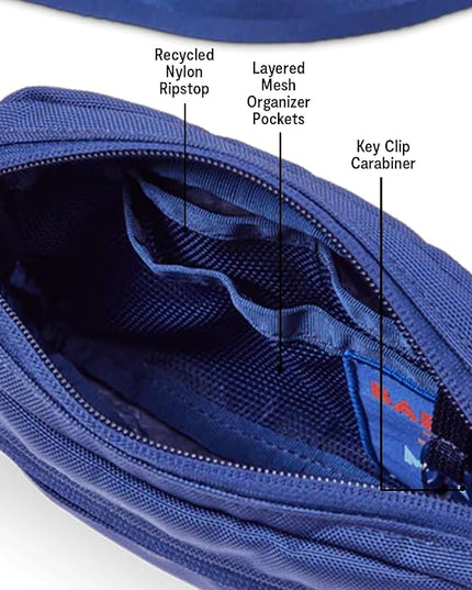Baboon to the Moon Fanny Pack Mini 1.5L Compact Waist Bag Water Repellent Crossbody Belt Bag Lightweight Travel Everyday Bag for Men Women, Navy