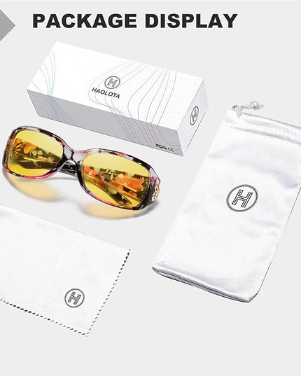 HAOLOTA Women's Polarized Sunglasses - Fashionable Wraparound Butterfly Design with UV400 Protection