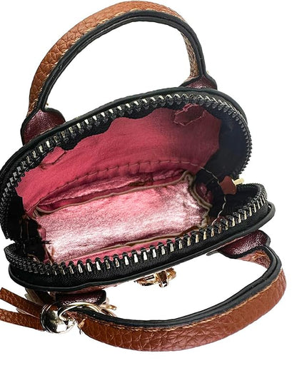 Plinvo Cute Genuine Leather Keychain Coin Purse for Women with Tassels Mini Change Pouch Brown (Brown)
