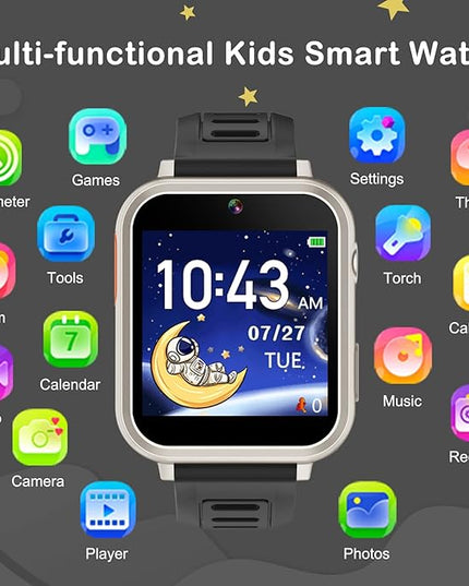 Phyulls Smart Watch for Kids with 39 Puzzle Games Camera Video Recorder Music Alarm Calculator Calendar Flashlight Pedometer Birthday Gift for 3-12 Year Old Boys and Girls