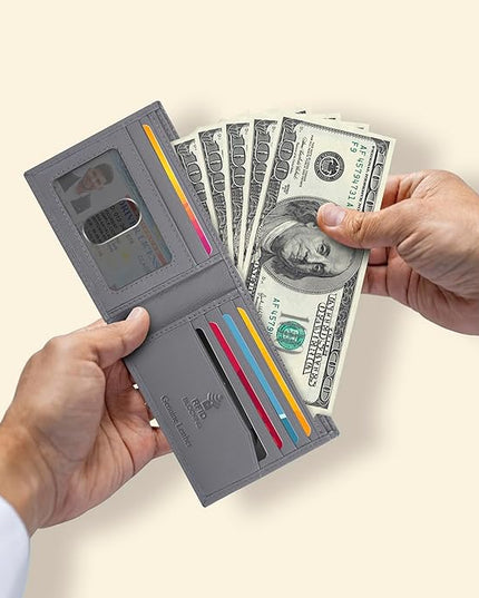 Oak Leathers Slim Leather Wallet for Men - RFID Wallets Credit Card Holder Ultra Thin Gift for Mens, Front Pocket Minimalist Design