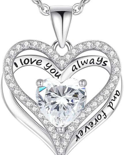 S925 Sterling Silver Necklace for Women, Wife Jewelry Rose Gold, Mom Birthday Valentines Mothers Day Gifts, Girlfriend Necklaces, Daughter Heart Jewel, Anniversary for Her