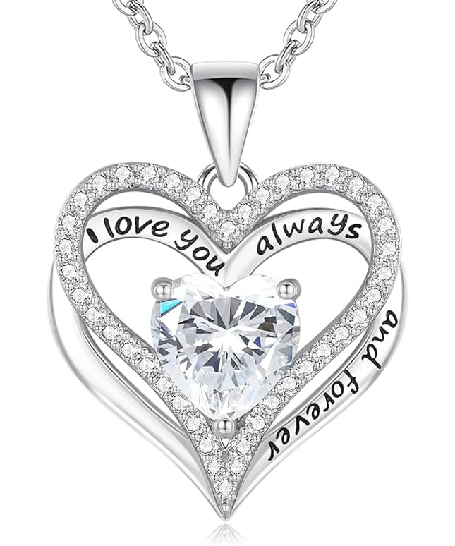 S925 Sterling Silver Necklace for Women, Wife Jewelry Rose Gold, Mom Birthday Valentines Mothers Day Gifts, Girlfriend Necklaces, Daughter Heart Jewel, Anniversary for Her