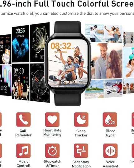 Smart Watch(Answer/Make Call), 1.96" HD Smartwatch for Men Women, 2025 Fitness Watch with 110+ Sport Modes/Heart Rate/Sleep Monitor/Pedometer, IP68 Waterproof Fitness Activity Tracker for Android iOS