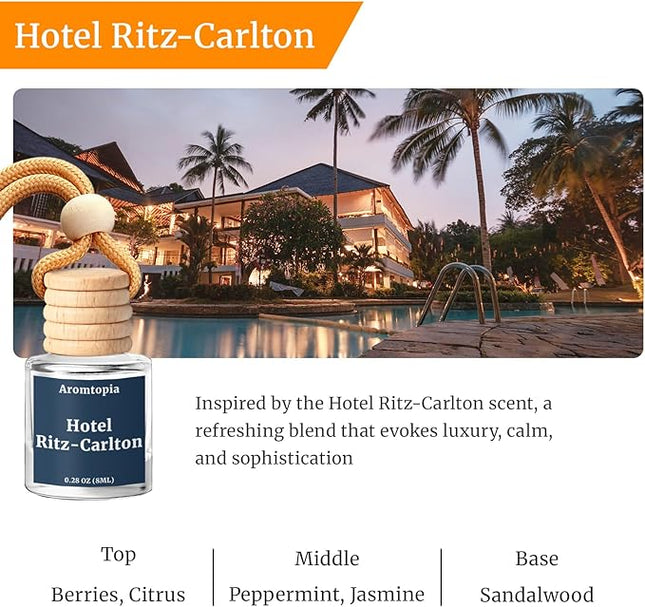 Car Air Fresheners, Hanging Car Fragrance Diffuser, Aromtopia Elegant Hotel-Inspired Car Odor Eliminator, Long-Lasting, Car Accessories Gift for Women & Men Gift (Hotel Ritz-Carlton), Pack of 2