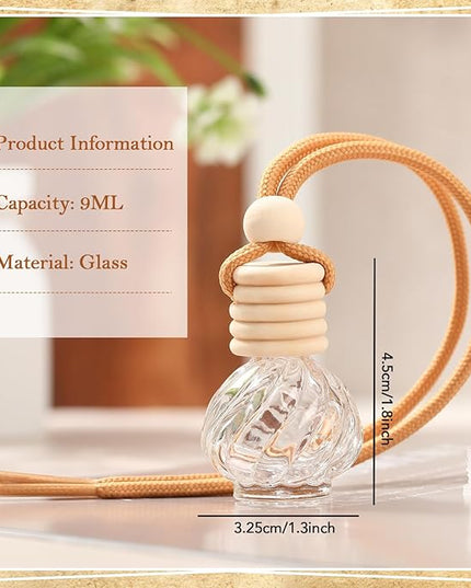 Rtteri 50 Pcs Car Air Fresheners Diffuser for Essential Oil Empty Hanging Bottle Glass Bottles Refillable Perfume Pendant Aromatherapy Fragrance Ornament Decor(Classic Style)