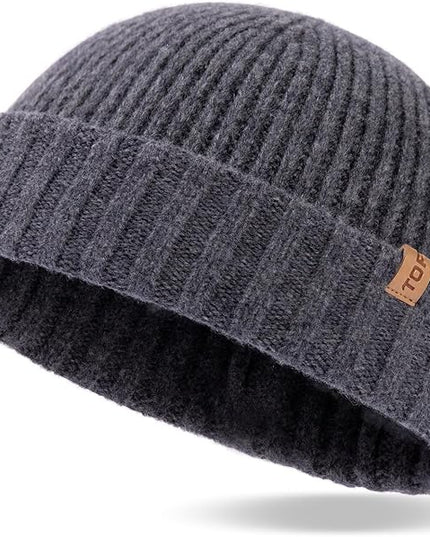 TOP-EX PolarWool™ 100% Merino Wool Short Fisherman Beanie Hats for Men Women Knit Skull Cap Cuffed Beanies Warm Winter Hats