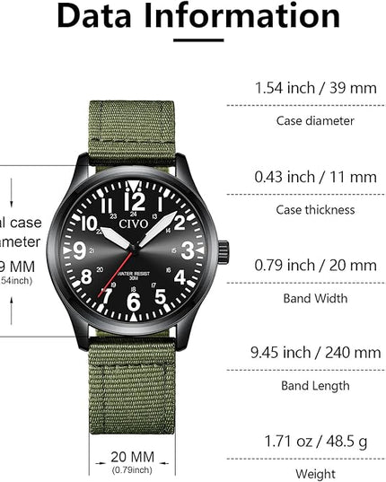 CIVO Analog Wrist Watches for Men: Waterproof Stainless Steel Mens Watches - Silver Watch with Easy Read Dial Men's Watch for Gift