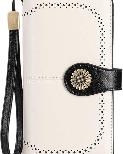 SENDEFN Wallets for Women Leather Credit Card Holder with RFID Blocking Large Capacity Wristlet | with RFID Blocking, Large Capacity, Wristlet, with RFID Blocking, Large Capacity, Wristlet