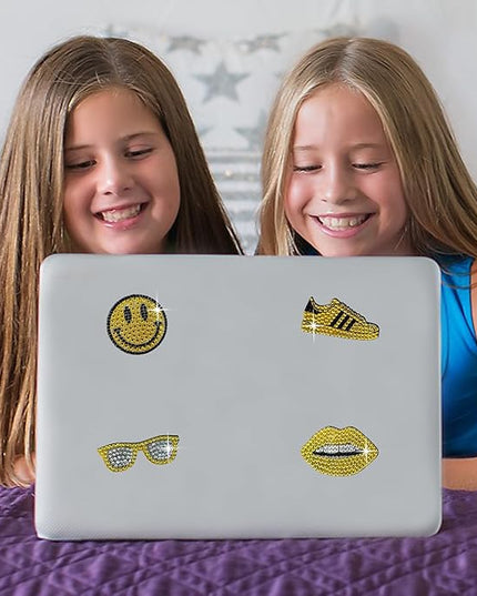 StickerBeans® Rhinestone Stickers - Yellow Spirit 4-Pack, 2” x 2” Each, Unique Sparkly Cut-to-Shape for Collecting, Trading, Decorating Laptops, Phone Cases, Scrapbooks, for Kids, Teens, & Adults