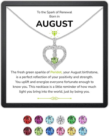 TRYNDI Birthstone Necklace for Women - Infinity 12 Months Birthstone Necklace, Christmas Gifts for Wife, Daughter, Girlfriend, Mom - Mother’s Day, Valentine’s, Anniversary, Birthday Gift for Her