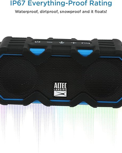 Altec Lansing LifeJacket Mini - Waterproof Bluetooth Speaker with Lights, Portable Wireless Speaker for Pool, Beach, Hiking, Sports, Camping, 16 Hour Playtime, Floats in Water