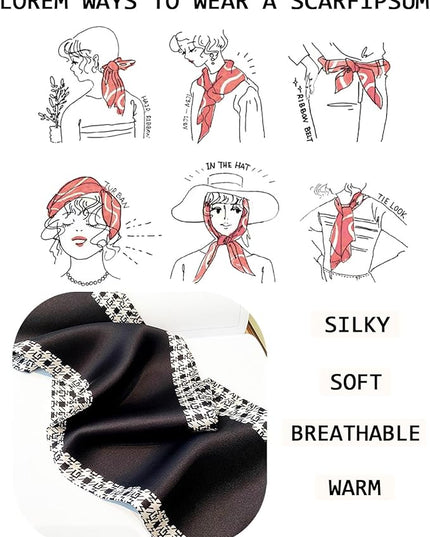 Head Scarf Purse Handle Neck Satin Hair Scarfs For Bag Lightweight Silky Long Thin Women's Fashion Scarves 59 * 5.9”