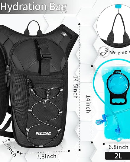 Hydration Backpack with Leak Proof Water Bladder, Lightweight Hydro Water Daypack for Rave, Cycling, Running, Hiking, Climbing