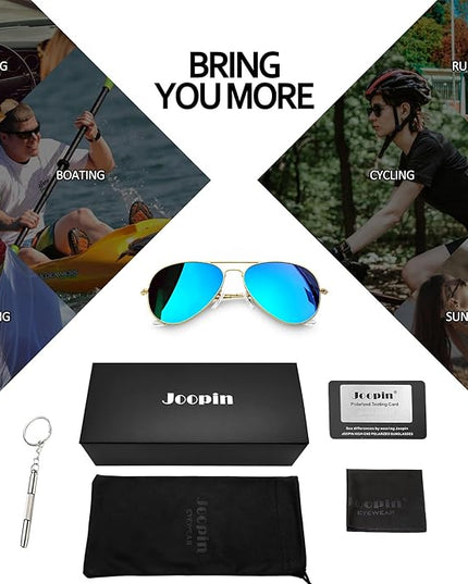 Joopin Polarized Metal Aviation Sunglasses Men, Classic Military Sun Glasses Women, Rectangle Shades UV400 Protection Costume