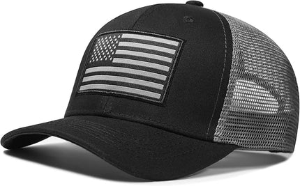AURR American Flag Trucker Hat, Patriotic Baseball Cap for Men & Women, Breathable Mesh Adjustable Snapback, USA Flag Patch
