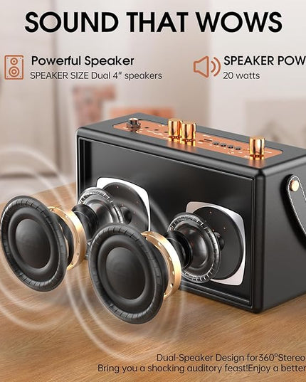 Karaoke Machine for Adults,2 Wireless Microphones for Karaoke Speaker, Portable Microphone and Speaker Support Four-Channel Microphone Expansion for Home Party,Picnic,Car,Indoor/Vintage Gifts
