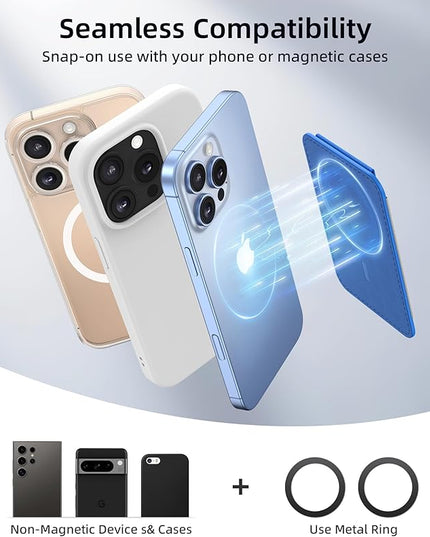 Magnetic Wallet for MagSafe With Adjustable Stand, Leather Card Holder for iPhone 16/15/14/13/12 Series (Not for Mini), 1 Slot, 6 Cards, Klein Blue