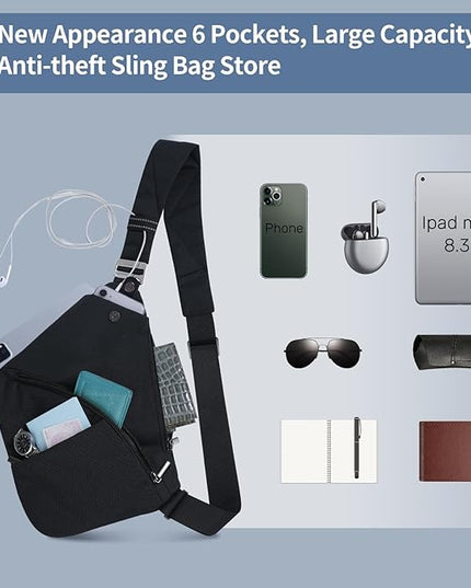VADOO Sling Bag for Men and Women, Anti theft Crossbody Bag Lightweight Shoulder Chest Bag for Travel Gym