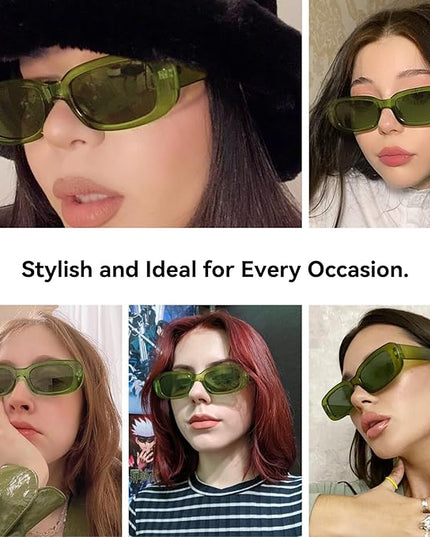 Dollger Rectangle Sunglasses for Women Men Trendy Retro Fashion Sunglasses UV 400 Protection Square Fram