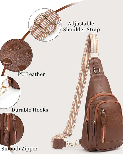FALAN MULE Crossbody Bags for Women Trendy Leather Sling Chest Bag Fanny Packs for Women