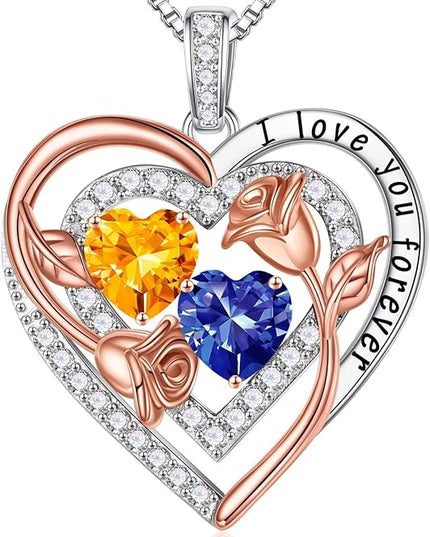 Iefil Christmas Gifts for Women - Sterling Silver Birthstone Necklace Anniversary Birthday Gifts for Her Wife Mom Daughter