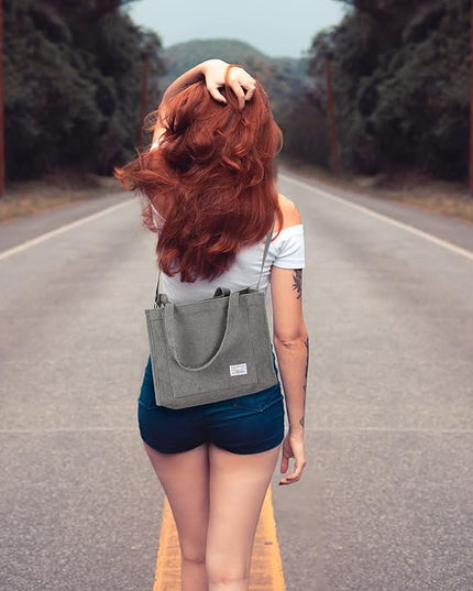 Valleycomfy Corduroy Tote Bag for Women Travel Crossbody Bag Purse Women Shoulder Bags Work Handbags Everyday Hobo Bag