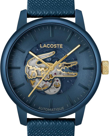 Lacoste.12.12 Men's Automatic Watch - Sporty Leather Strap - Water Resistant up to 5ATM/50 Meters - Self-Winding - Premium Fashion Timepiece - Gift for Him - 44mm