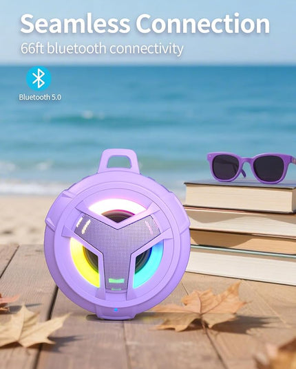 EBODA Bluetooth Shower Speaker, IP67 Waterproof Portable Wireless Small Speakers, Floating, 24H Playtime for Home, Beach, Pool, Kayak, Hiking, Boat Accessories, Gifts for Women, Girls - Purple