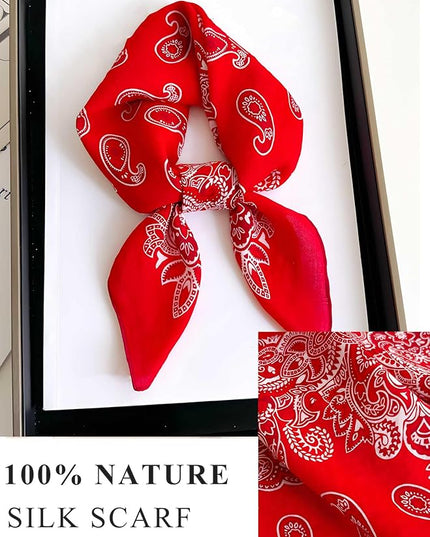 100% Mulberry Silk Scarf for Women Hair Lightweight Square Neckerchief Wrap For Head Scarves 21"