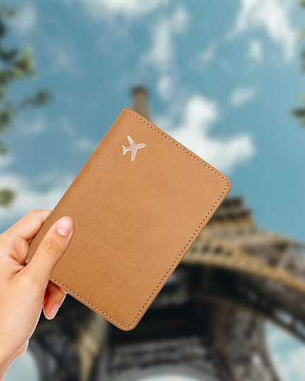 Deziliao Passport Wallet, Faux Leather, Lightweight, Waterproof, Rfid Blocking, Slim, Brown