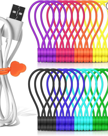 Reusable Magnetic Cable Organizer Twist Ties,24Pcs Cord Management Organizer Travel For Bundling And Organizing Cables Bookmark Fridge Magnet Silicone Cord Winder Magnetic Cable Clips 8 Color
