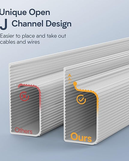 DELAMU 4 Pack Cable Management Under Desk - Office & Home Cable Organizer,J-Channel Cable Management for Clutter-Free Environment,Cable Management Kit,Cord Organizer for Desk,Cord Management,4X15.7in
