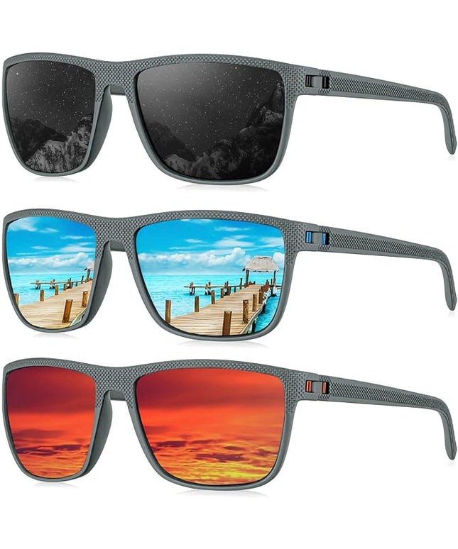 KALIYADI Polarized Sunglasses for Men, Lightweight Sun Glasses with UV Protection for Driving Fishing Golf