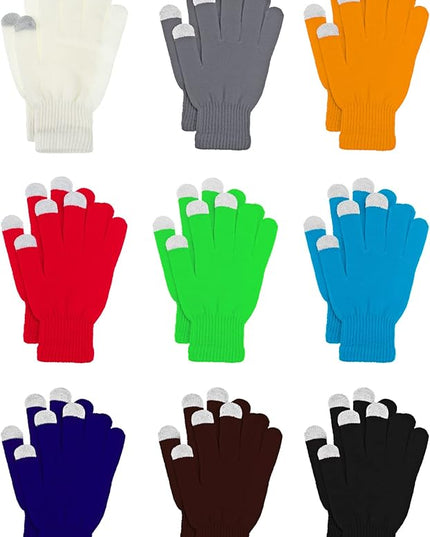Pangda 12 Pairs Winter Touch Screen Gloves for Men Women Stretch Knitted Texting Gloves Warm Windproof Solid Color Mittens