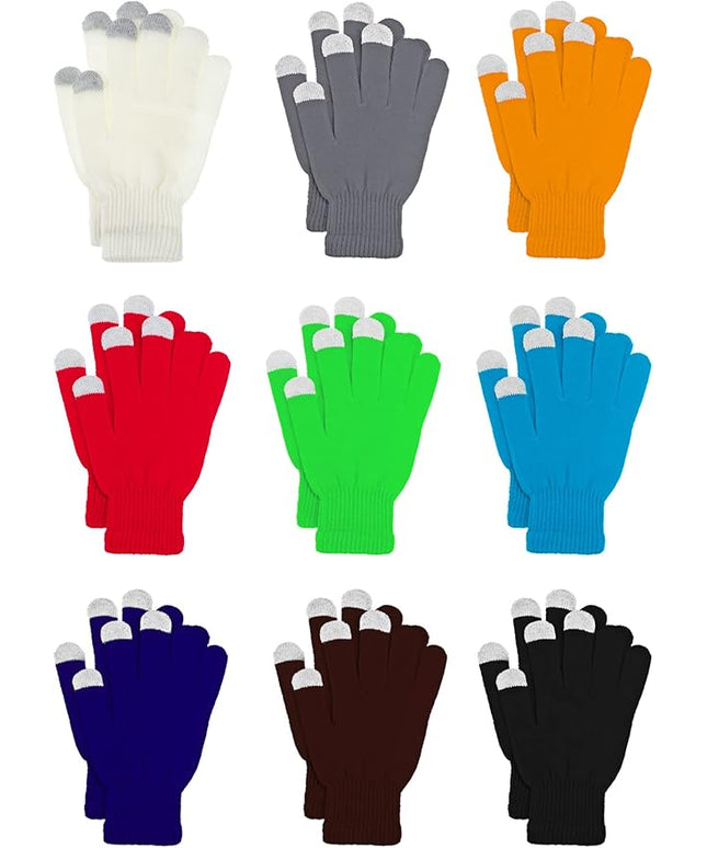 Pangda 12 Pairs Winter Touch Screen Gloves for Men Women Stretch Knitted Texting Gloves Warm Windproof Solid Color Mittens