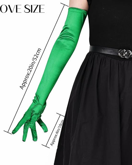 THARAHT Women Long Gloves with Satin Elbow Length for 1920s Opera Tea Party Costumes Bridal Evening Dress