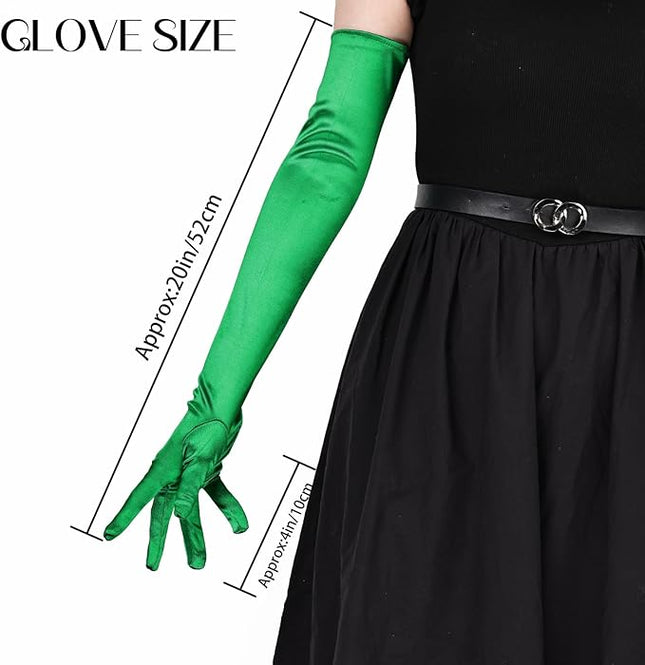 THARAHT Women Long Gloves with Satin Elbow Length for 1920s Opera Tea Party Costumes Bridal Evening Dress