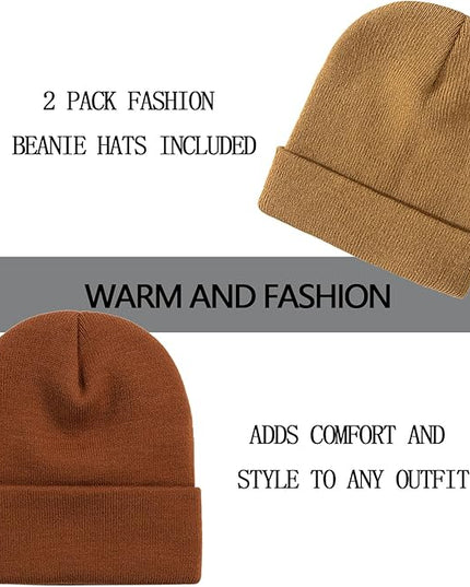 ZOORON 1&2 Pack Beanie for Men Women Slouchy Beanie Hats Winter Knit Caps Soft Ski Hat Unisex