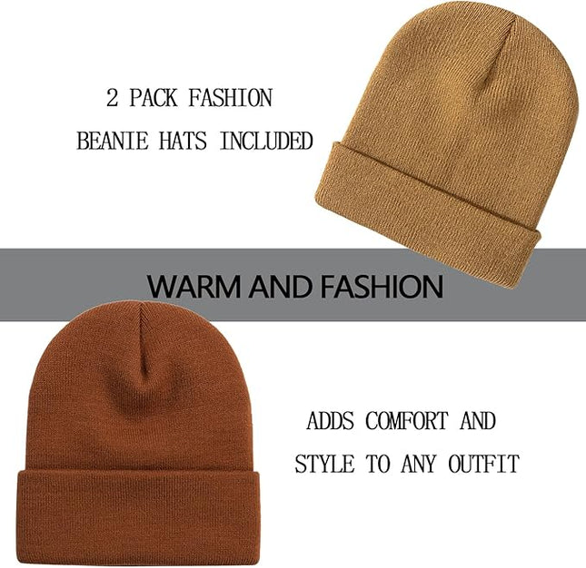 ZOORON 1&2 Pack Beanie for Men Women Slouchy Beanie Hats Winter Knit Caps Soft Ski Hat Unisex