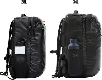 COR Surf Carry On Travel Backpack | Island Hopper 2.0 Ultralight Airline Approved Personal Item Backpack | 28L Black | Waterproof Edition - FREE S-Clip Included