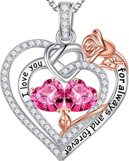 Iefil Christmas Gifts for Wife Women - 925 Sterling Silver Double Birthstone Necklace, Anniversary Birthday Gifts for Women, Jewelry Gift for Wife Girlfriend Mom Her