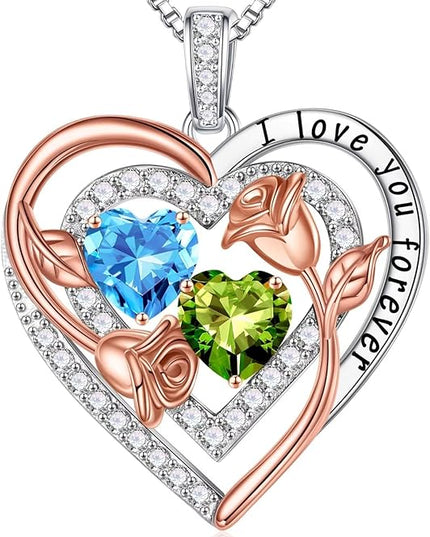 Iefil Christmas Gifts for Women - Sterling Silver Birthstone Necklace Anniversary Birthday Gifts for Her Wife Mom Daughter